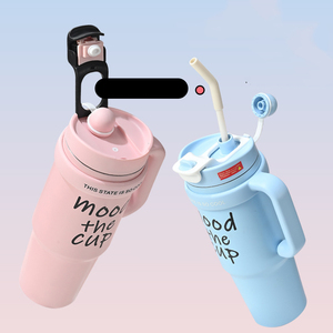 แก้วน้ำเก็บอุณหภูมิ 900 มล. พร้อมหูจับ รุ่น Mood The Cup ผลิตจากสแตนเลส 304  แบบสุญญากาศ  พร้อมหลอดดูด  สำหรับเดินทาง  ใช้ในรถยนต์  สามารถสกรีนโลโก้ได้ - Product Image 3