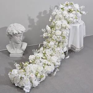 Custom hot sales simulation rose flower row wedding decoration table centerpiece activity flower channel