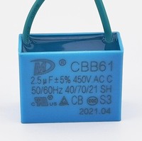 Condensateur CBB61 haute tension 450V 500V pour moteur de ventilateur AC