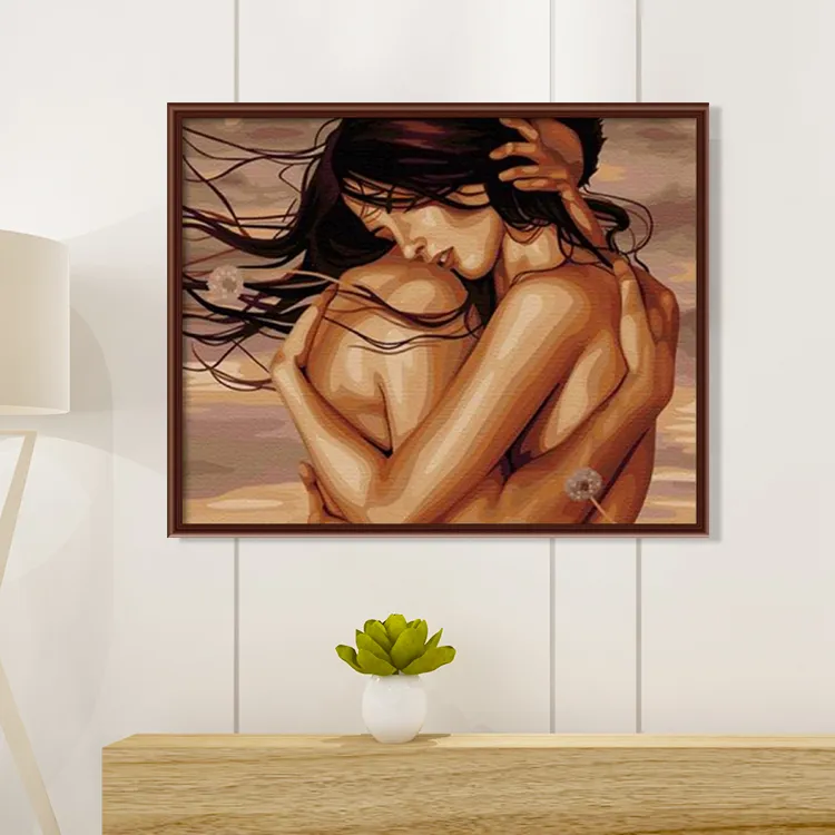 Profesional pintura al óleo de la lona de pintura de acrílico-mano de pintura de DIY pintura por número de chicas desnudas foto