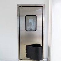 Porte battante double action en acier inoxydable 304 avec panneau de vision, pour cuisine commerciale et restaurant, à ouverture libre, résistante aux chocs et au trafic intensif