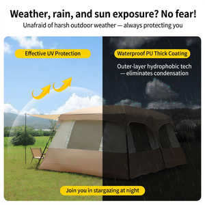 Tenda da Campeggio per 6-8 Persone con Due Camere e Un Soggiorno, Lussuosa e Spaziosa, Impermeabile e Antivento per Campeggio all'Aperto - Product Image 5