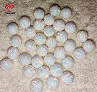 Perles d'opale synthétiques à trou traversant de 3 mm, traitées thermiquement, en forme de boule, vente en gros