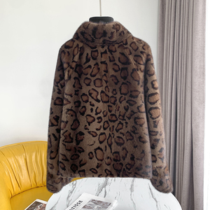 Cappotto invernale Casual da <span class=keywords><strong>donna</strong></span> di lusso con stampa leopardata 100% vera giacca di visone Full Skin - Product Image 3