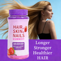Gummies OEM pour Cheveux, Peau et Ongles avec Biotine, Vitamines C, E et A pour la Force des Cheveux, la Santé des Ongles et le Bien-être de la Peau