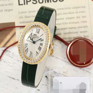 Reloj de cuarzo exclusivo y limitado para mujer, con incrustaciones de gemas, esfera con puntero, caja de acero inoxidable, correa de cuero - Product Image 1