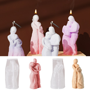 Molde de Silicona 3D para Hacer Velas con Diseño de Pareja de Esposos, Madre Embarazada Sosteniendo a un Niño, Regalo para el Día de la Madre - Product Image 1