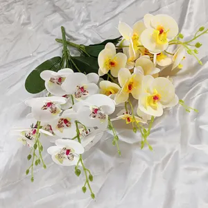 Tanaman sentuh lateks asli 45 cm daun anggrek Phalaenopsis buatan untuk dekorasi bunga Taman Bonsai