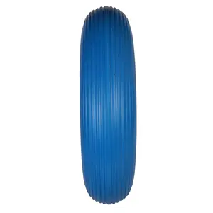HKT1475 High Quality Blue Tyre Gray Rim 390mm Puncture Proof Tyre 4.00-8 Flat Free Tires 16inch Pu Foam Wheels