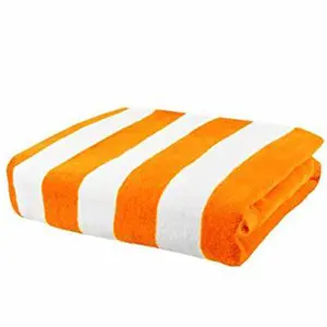 Wholesale Orange And White Striped 100% Cotton Pool Beach Towel Orange Jacquard Sports Towel