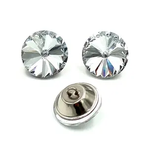 Wholesale Decorative 20mm Round Glass Crystal Sofa upholstery Shank Buttons