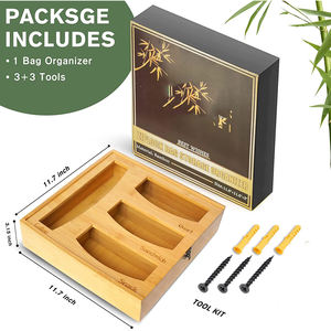 Organisateur de stockage de sacs Ziplock en bambou naturel Supports de sacs de stockage d'aliments et distributeur compatibles avec Ziploc - Product Image 1