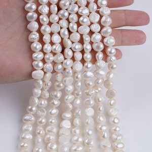 Chaînes de perles naturelles baroques blanches de 9-10 mm, trou latéral, perles authentiques, prix promotionnel de gros - Product Image 4