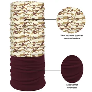 2022 Windproof Polar Fleece Neck Tube Scarf Skin-friendly Fabric Custom Printing Bandana With Fleece