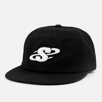 Casquette OEM 5 panneaux noire souple non structurée à visière plate avec sangle réglable unisexe style streetwear hip-hop