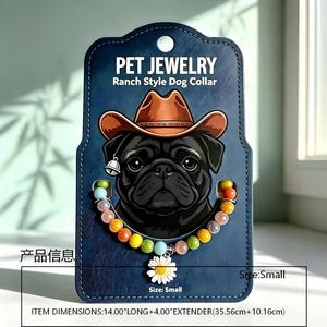 Ranch Style Colorful <b>Beaded</b> Pet <b>Collar</b> Daisy Pendant <b>Dog</b> Necklace With Extension Chain Western Cowboy Pet Jewelry - Product Image 2