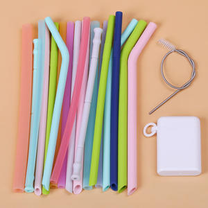 مخصص على شكل طويل سيليكون القش Bpa الحرة الشرب القش قابلة لإعادة الاستخدام قابلة للطي شفاطات للشرب مع القضية - Product Image 5