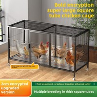 Jaula y gallinero para pollos de uso doméstico, de malla de alambre engrosada anti-visones, tubo cuadrado con ruedas para cría de pollos, espaciado de 2 cm
