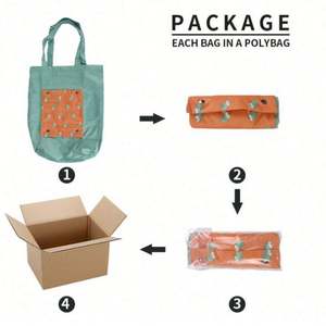 Bolsa de Compras Plegable de Poliéster Impermeable con Estampado de Dibujos Animados para Mujer, Bolsa de Mano Larga y Duradera - Product Image 6