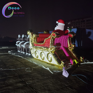 Nouveau design Décoration de Noël Père Noël <span class=keywords><strong>gonflable</strong></span> avec renne et traîneau en plein air - Product Image 4