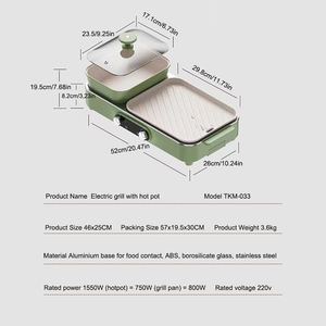 2025เตาย่างบาร์บีคิวไฟฟ้าอเนกประสงค์ทรงสี่เหลี่ยม2in1ทรงสี่เหลี่ยมพร้อม3L หม้อไฟกระทะอบไฟฟ้า - Product Image 4