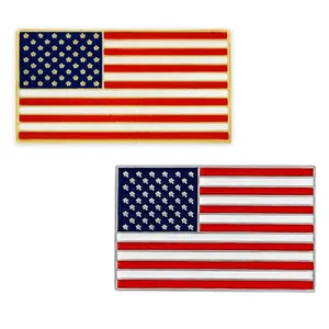 सोना या निकल प्लेटेड तामचीनी पिन और देशभक्त आयताकार या वाशिंग अमेरिकी ध्वज लैपल पिन