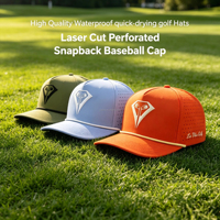 Gorras de Béisbol y Golf para Hombre, Estilo Personalizado OEM, 5 Paneles, Bordado 3D, Corte Láser, Perforadas, Ajustables, con Protección Solar