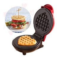 Gaufrier portable mini en plastique avec fonction sandwich en forme de cœur, compatible lave-vaisselle et four, machine à petit-déjeuner