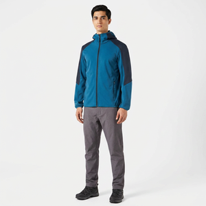 Veste softshell imperméable à capuche pour homme, col montant, fermeture éclair, 100 % polyester, coupe-vent et séchage rapide - Product Image 1