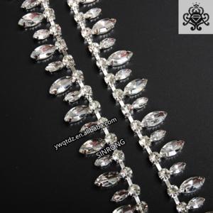 SINRONG 7x15mm <span class=keywords><strong>Marquise</strong></span> Chaîne En Métal Strass pour Canne Décoration Vêtements Accessoires Strass - Product Image 4