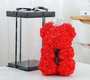 Orsetto di <span class=keywords><strong>Rose</strong></span> con Corona per San Valentino, Uso Interno ed Esterno, Fiori e Piante Decorative - Product Image 1