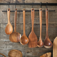 Ensemble d'ustensiles de cuisine en bois essentiels au design moderne, cuillère en acier inoxydable comprenant des fourchettes, éplucheur à fromage pour la cuisine