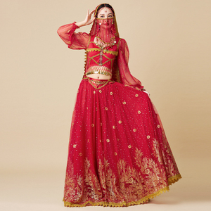 Nouvelles tenues de danse du ventre de princesse <span class=keywords><strong>Jasmine</strong></span> Aladdin à manches longues pour Halloween et la scène - Product Image 4