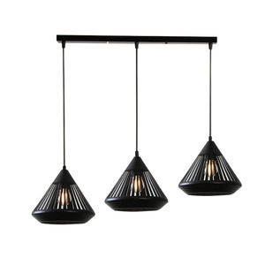 Lampada a Sospensione Industriale Vintage a 3 Luci, Moderna, Nera e Bianca, con Gabbia, per Bar - Product Image 5
