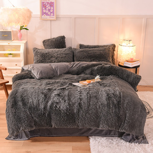 Juego de Cama de Felpa Moderno para Niñas, <span class=keywords><strong>Funda</strong></span> de Edredón de Franela Cálida de Invierno con Cierre, <span class=keywords><strong>Funda</strong></span> de Almohada, Aspecto Esponjoso de <span class=keywords><strong>Pelo</strong></span> Largo - Salida de Fábrica - Product Image 5