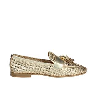 Mocasines de Mujer 95X6, Zapatos Planos de Cuero con Borlas Tejidas Doradas - Product Image 4