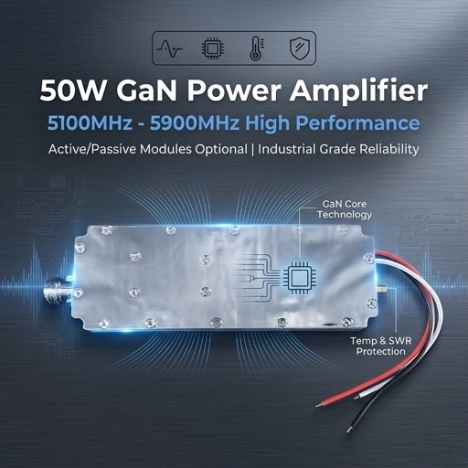 Bochuang SpaceTime BCSK-WY5258-5 50W GaN Power Amplifier Module 5100-5500MHz / 5500-5900MHz Temp VSWR Protection Active/Passive