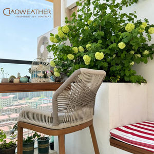 Vente en gros Chaise et table <span class=keywords><strong>de</strong></span> bar en <span class=keywords><strong>bois</strong></span> <span class=keywords><strong>de</strong></span> teck pour balcon et patio Tabourets <span class=keywords><strong>de</strong></span> bar hauts <span class=keywords><strong>d</strong></span>'extérieur en corde tissée populaires - Product Image 6