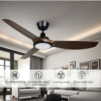 Ventilador de techo de 52 pulgadas con control remoto de ahorro de energía personalizable de diseño moderno, luz LED, 3 luces CCT, motor de CC para casa de Hotel