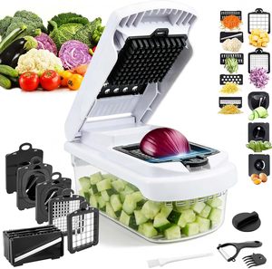 Gadget de cuisine, plusieurs spécifications. Coupe-légumes multifonctionnel manuel 22-en-1 à 8 lames, hachoir et trancheuse de légumes - Product Image 1