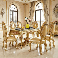 Table à manger rectangulaire de luxe européenne, ensemble de table à manger de luxe, table à manger en marbre de luxe, ensemble de meubles pour la maison