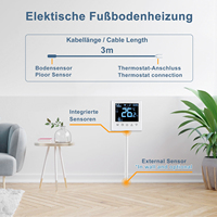 Thermostat intelligent WiFi / Zigbee, écran tactile LCD en verre trempé 2.5D, contrôleur de température programmable, contrôle par application, avec capteur