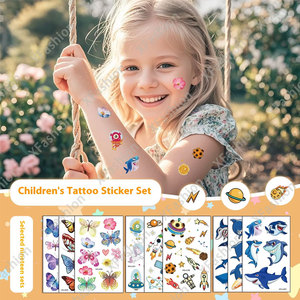 In magazzino 10 fogli all'ingrosso impermeabile adesivo temporaneo per <span class=keywords><strong>tatuaggio</strong></span> sirena squalo farfalla circo Clown auto dei cartoni animati balena gatti - Product Image 1