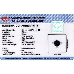 แหวนเงินแท้ 925 Jewelspaark ประดับเพชรบลูไดมอนด์ทรงกลม 0.63 กะรัต ดีไซน์รูปดอกไม้ แหวนหมั้นสำหรับผู้หญิง ไซส์ US - Product Image 4