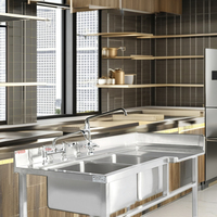 Évier double en acier inoxydable pour cuisine commerciale avec design moderne et taille personnalisée pour restaurants et hôtels
