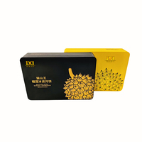 OEM ODM Musang King Durian Snow Skin Mooncake Boîte en fer blanc Emballage métallique vide rectangulaire gaufré pour gâteau aux biscuits aux dattes