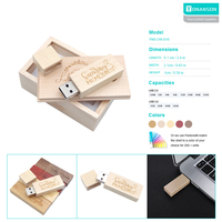 Unidad Flash USB de madera directa de fábrica con caja Logotipo personalizado gratis Memoria Flash USB de madera 16GB 32GB Venta al por mayor Pendrive 64GB 128GB