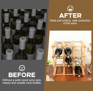 Offre Spéciale 12 bouteilles casier à vin modulaire Design moderne panneau en bois massif avec épingles naturelles étagère de rangement empilable - Product Image 5