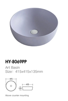 Lavabo de salle de bain moderne en céramique, finition mate, de forme ronde, couleur lavande, pour la maison et l'hôtel