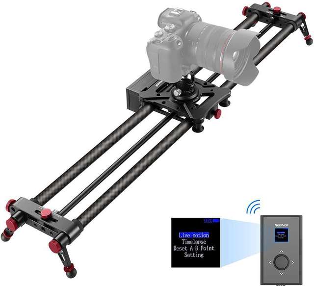 Neewer 31.5/80cm Motorized Camera Slider,2.4G Wireless Control Carbon Fiber Dolly Rail Camera Slider,Support Video Mode,Time